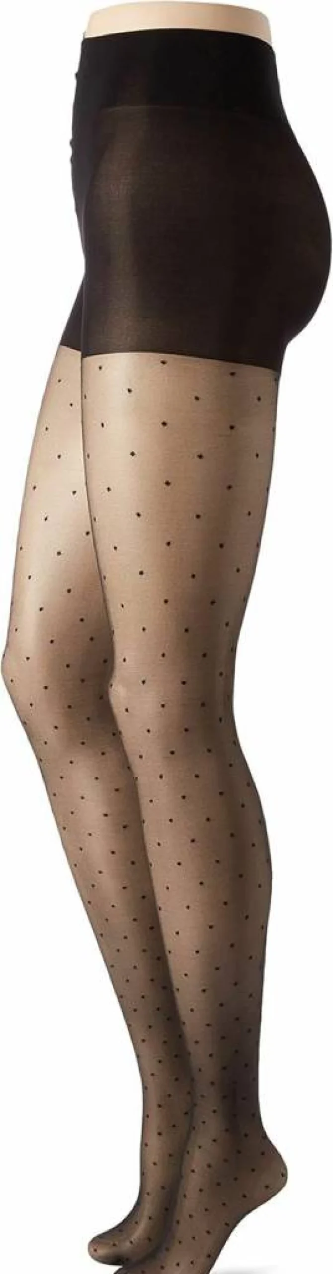 Hanes Women's Compression Tights - Fashion Dot Design, Leg Support, Control Top, Sheer Toe, Black