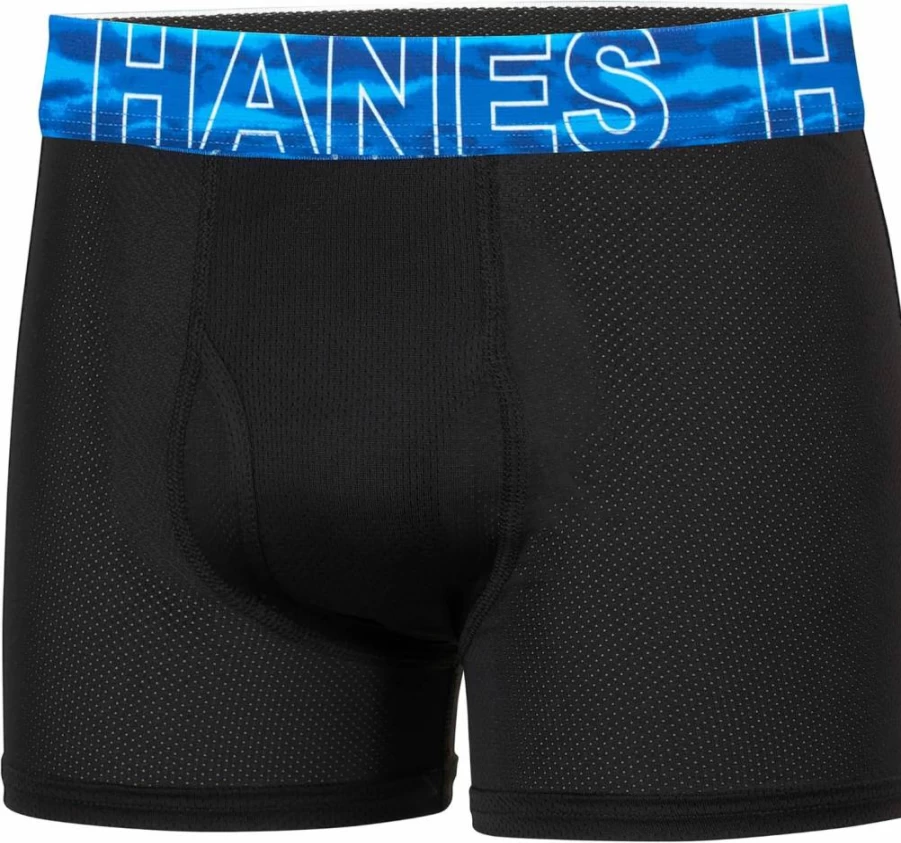 Hanes Boys' X-Temp Mesh Boxer Briefs 6-Pack - Stretch Underwear for Tweens, Black, Comfort & Performance