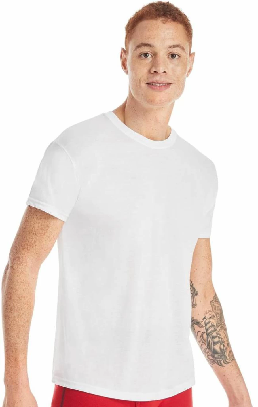 Hanes Men's Moisture-Wicking Performance Crewneck Undershirts 5-Pack - Cool & Dry Comfort for Active Lifestyles