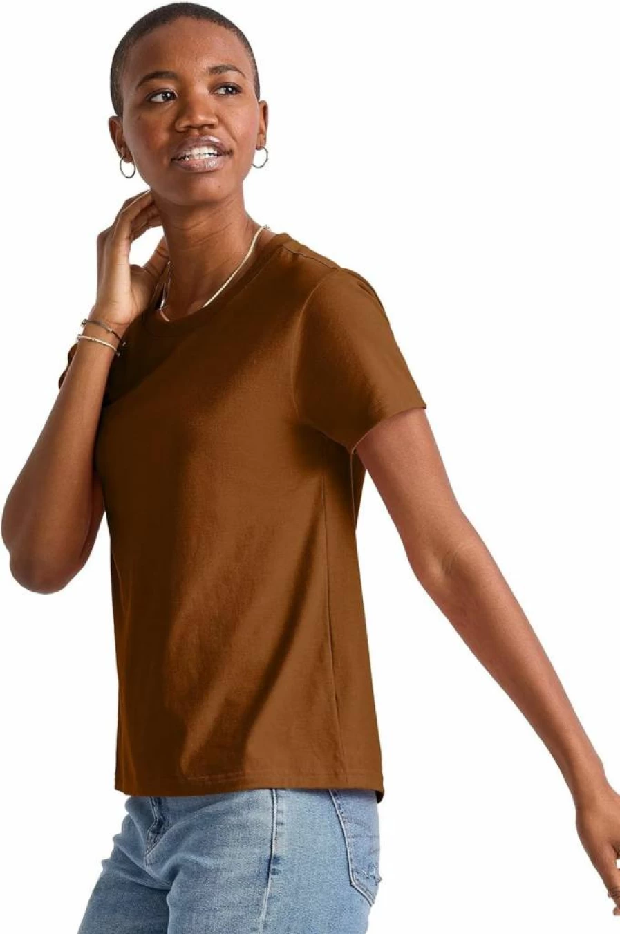 Hanes Women's Classic Crewneck Cotton T-Shirt | Soft Comfort Tee | Plus Size & Regular Fit | Essential Casual Top