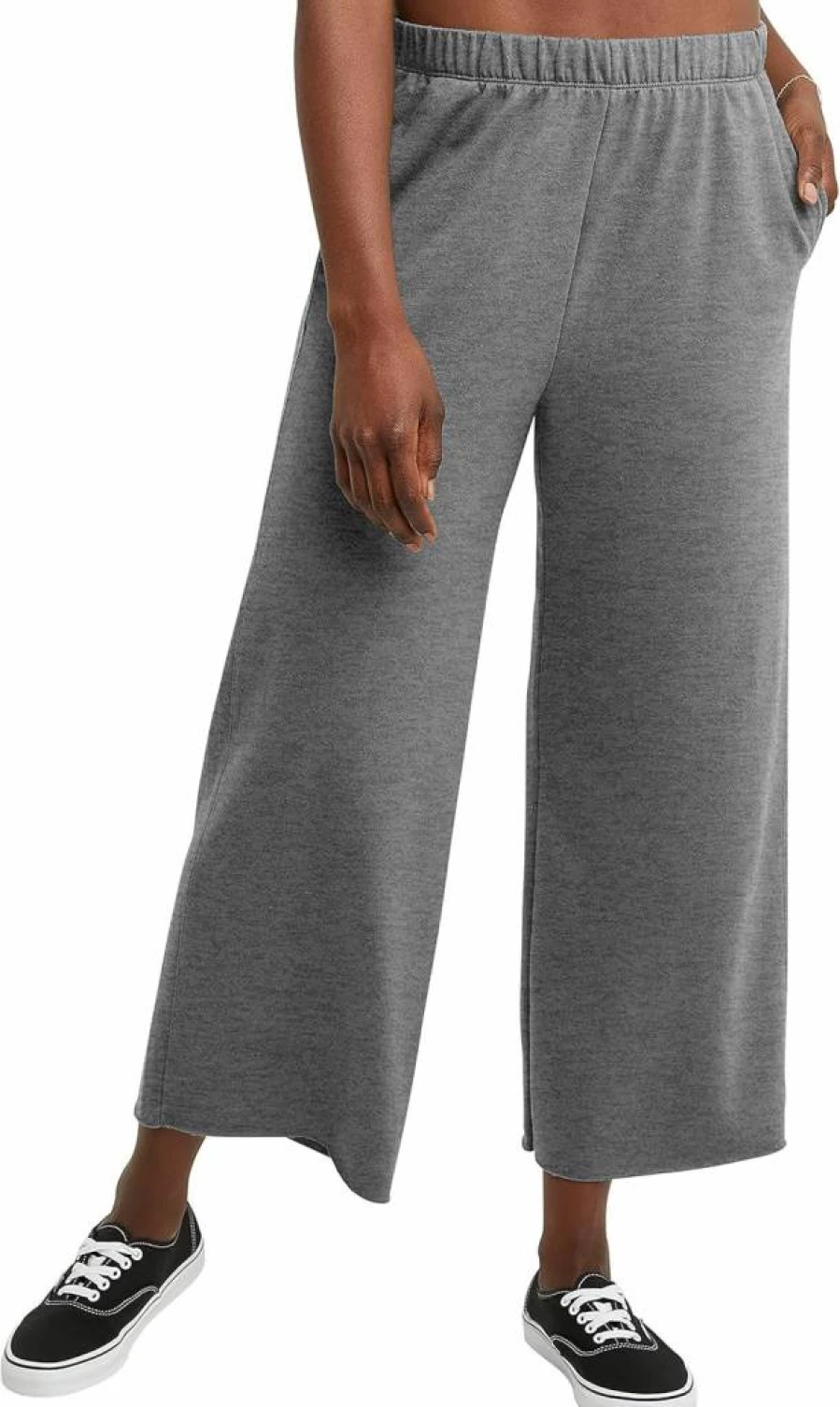 Hanes Women's Retro Wide Leg Crop Pants - 25" Lightweight French Terry Lounge Pants
