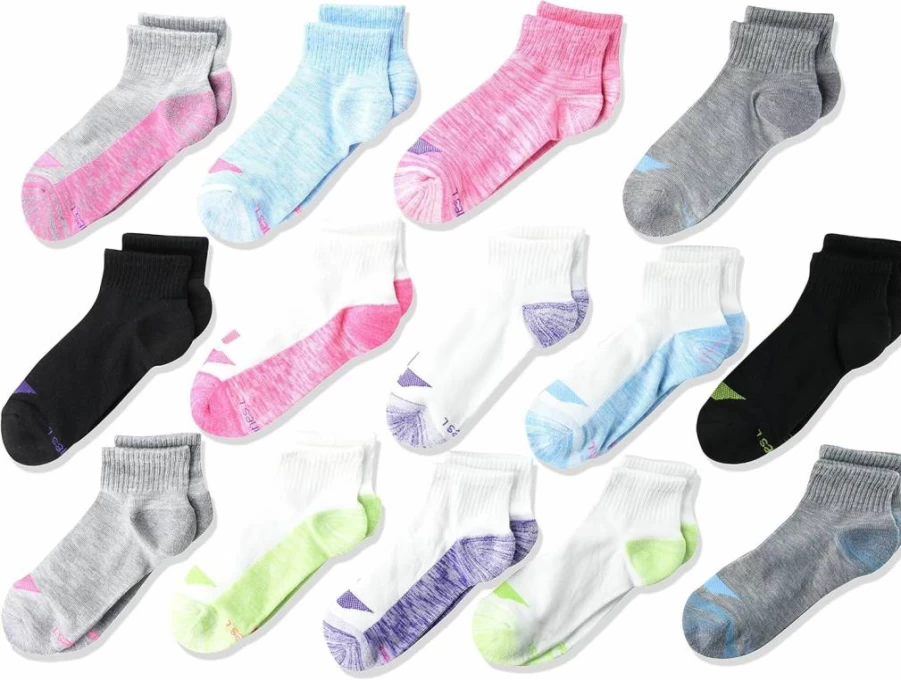 Hanes Girls' 14-Pair Cool Comfort Ankle Socks - Breathable Cotton Crew Socks for Everyday Wear