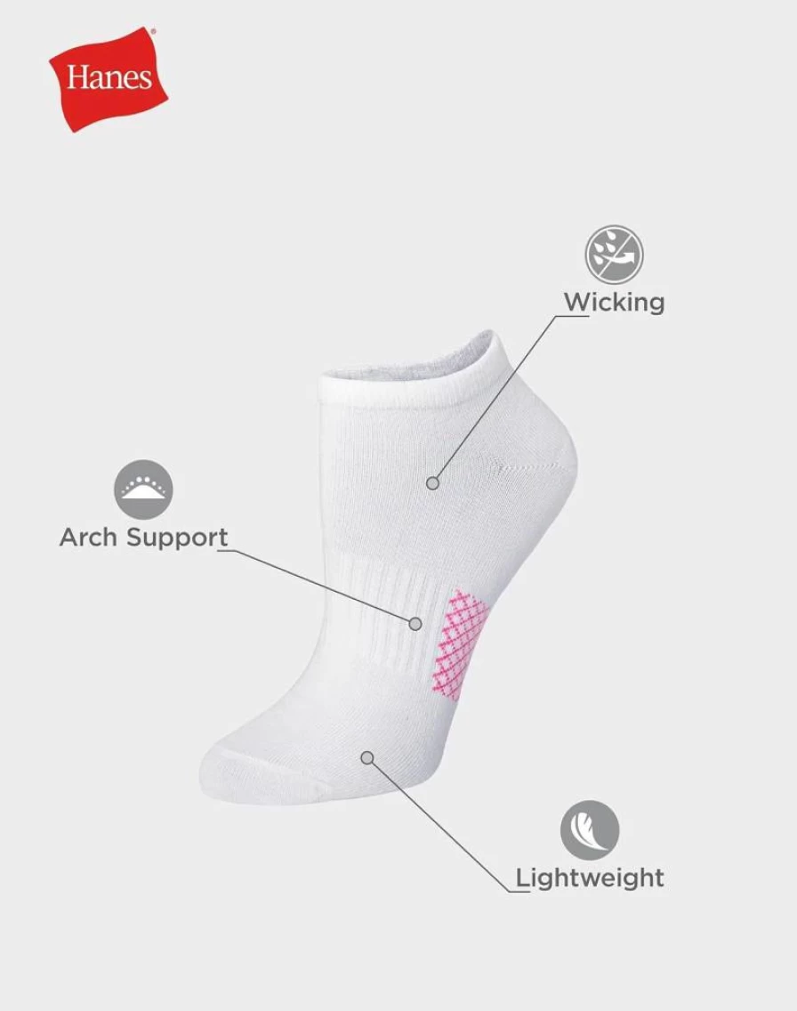 Hanes Women's X-Temp No Show Cooling Socks - 6-Pack Lightweight Performance Socks for Comfort & Breathability
