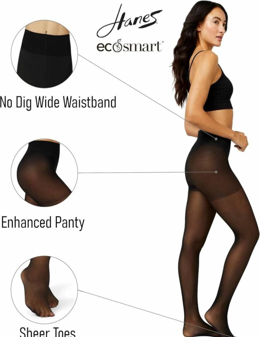 Hanes Women's EcoSmart Control Top Tights - Seasonless Comfort & Support