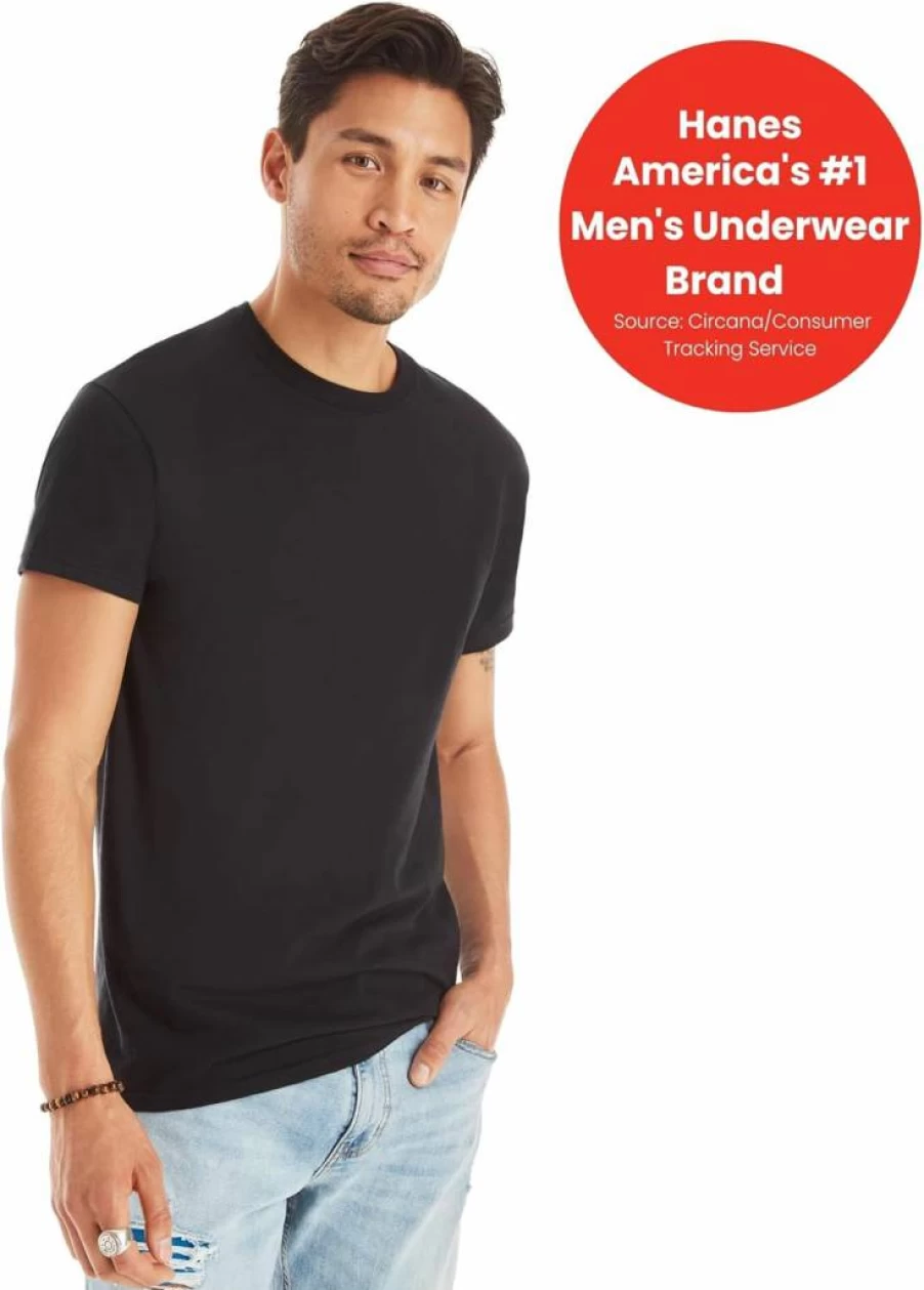 Hanes Men's Moisture-Wicking Cotton Crew Neck Undershirt - Breathable Multi-Pack T-Shirts for Comfort & Style