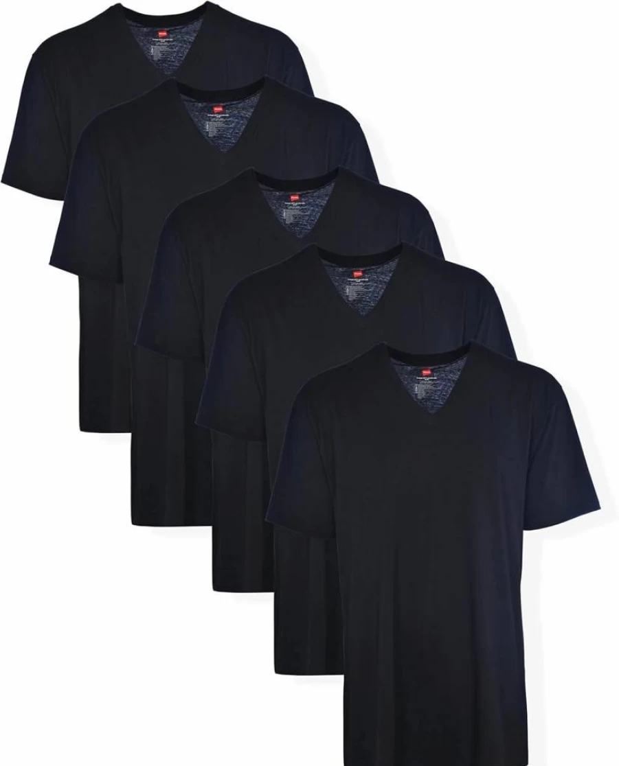Hanes Men's ComfortSoft Cotton V-Neck Undershirts Multipack - Tagless, Breathable, Moisture-Wicking Tall Undershirts for Men