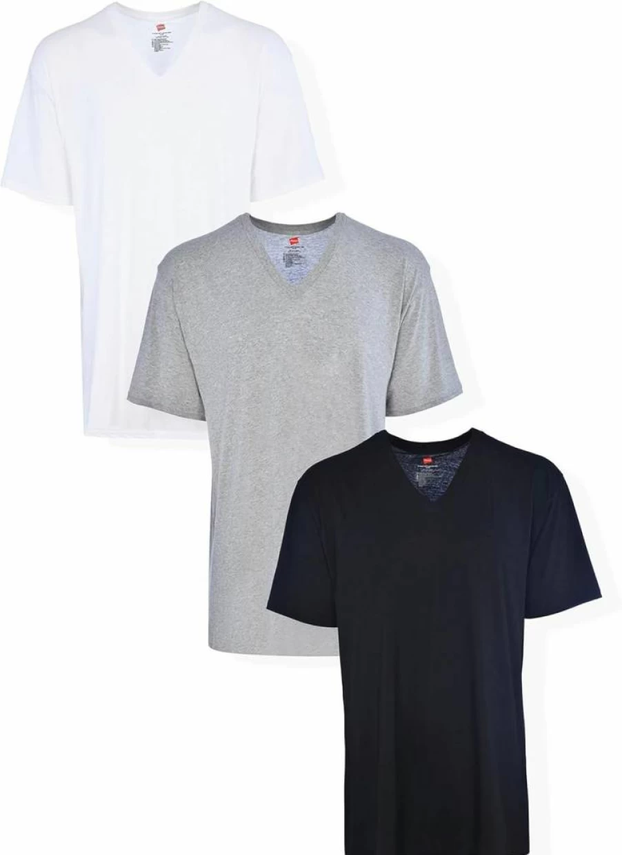Hanes Men's ComfortSoft Cotton V-Neck Undershirts Multipack - Tagless, Breathable, Moisture-Wicking Tall Undershirts for Men