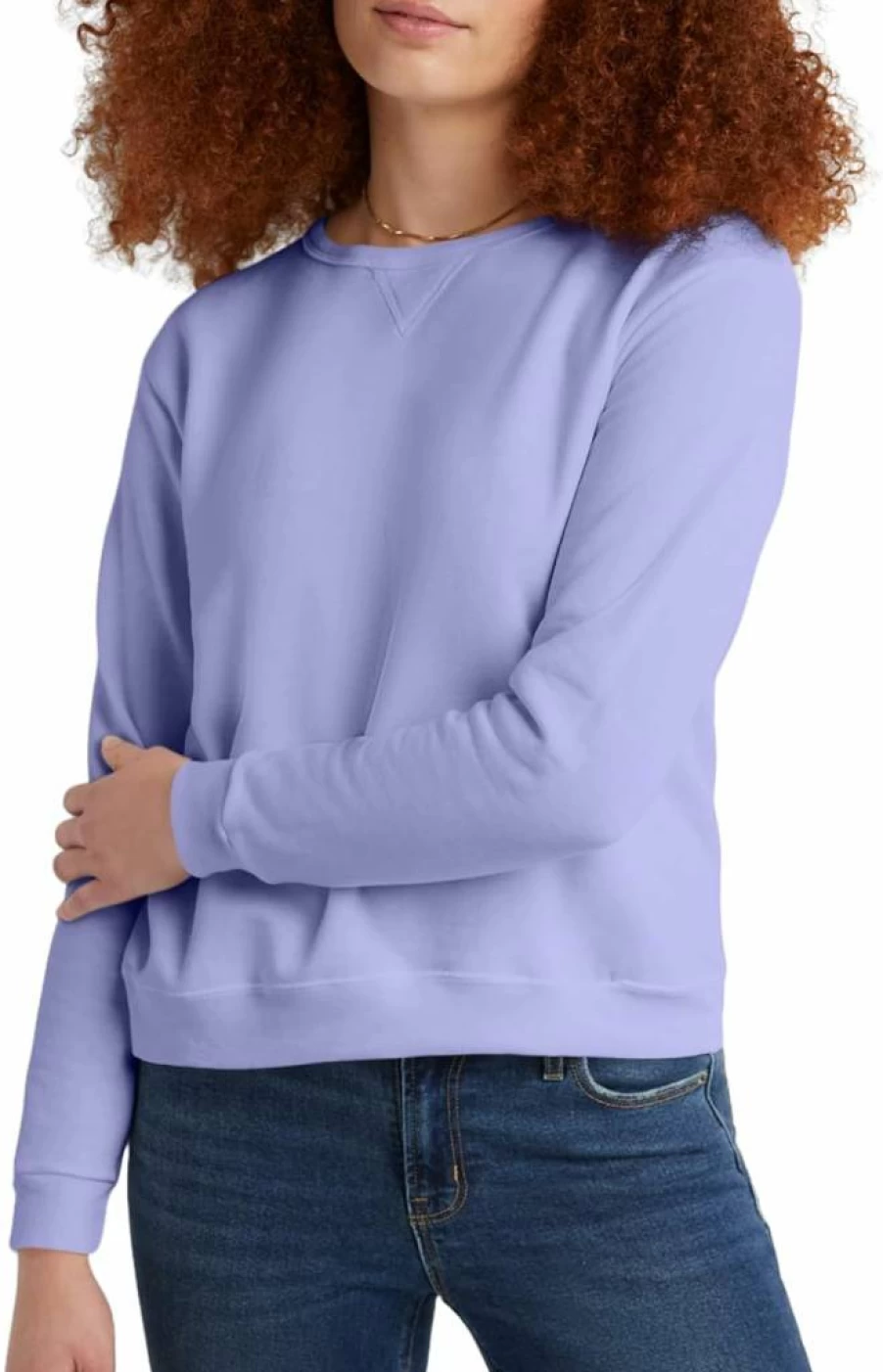 Hanes Women's EcoSmart Fleece Crewneck Sweatshirt - Soft V-Neck Pullover for Comfort & Warmth