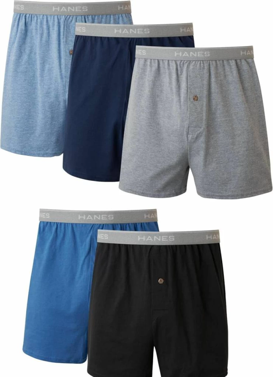 Hanes Men's Cotton Boxer Briefs 5-Pack - Soft, Breathable & Moisture-Wicking Underwear for All-Day Comfort