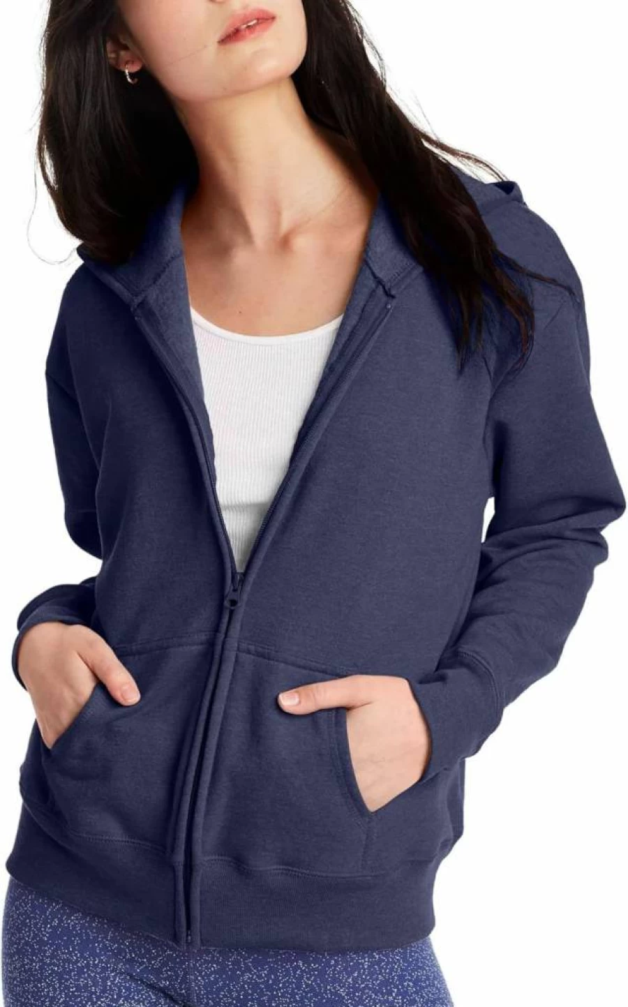 Hanes Women's EcoSmart Full Zip Fleece Hoodie - Soft Sustainable Pullover Jacket with Hood