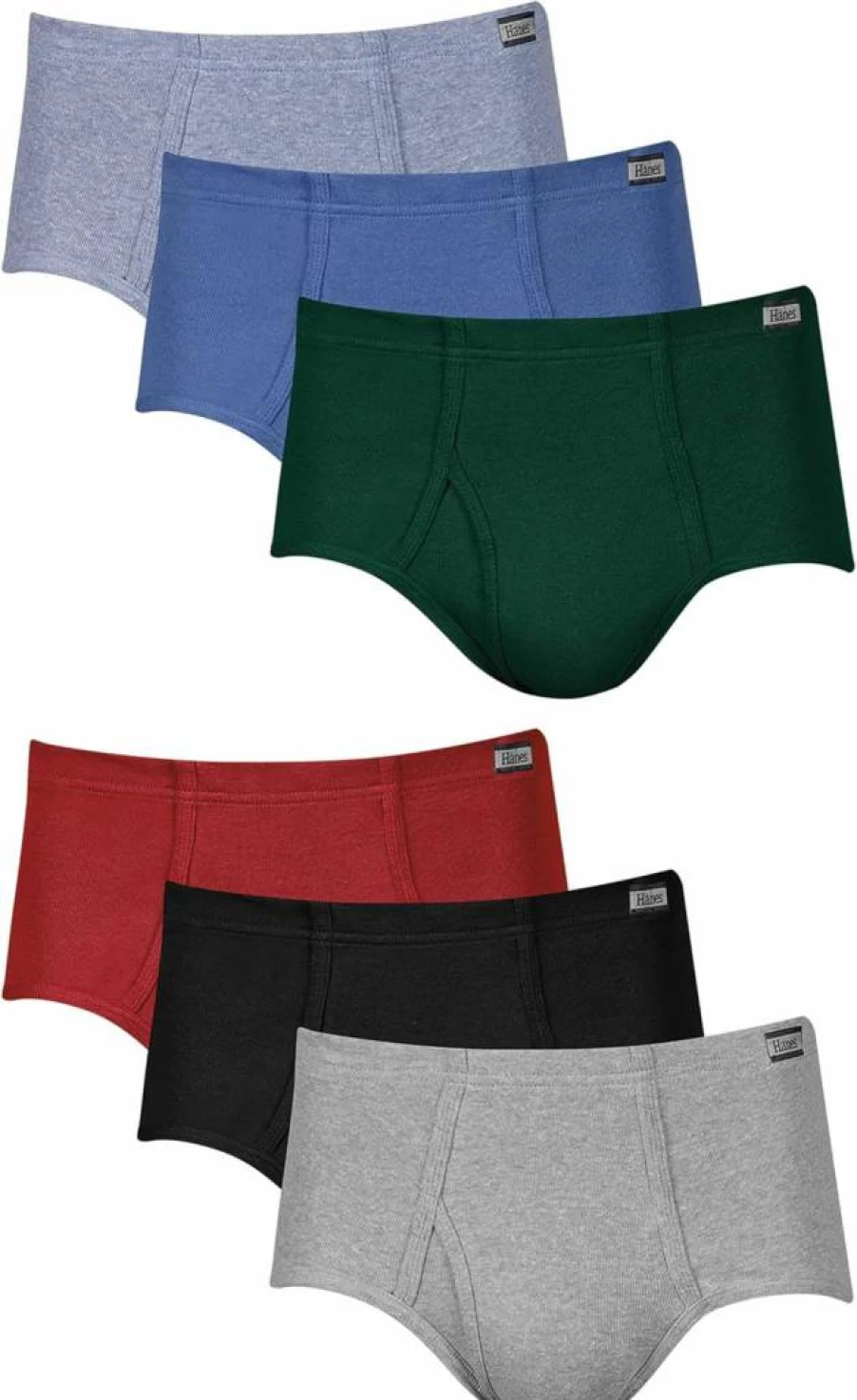 Hanes Men's Moisture-Wicking Mid-Rise Briefs Underwear 6-Pack - Comfortable & Breathable Cotton Boxers for Everyday Wear