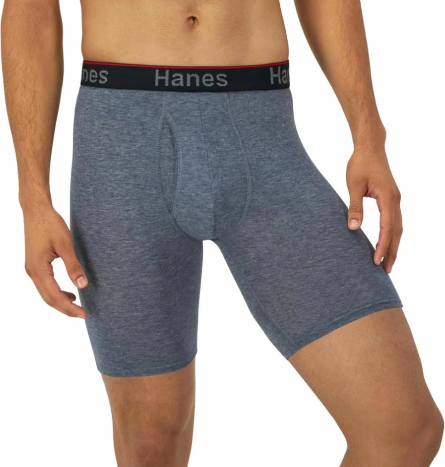 Hanes Men's Boxer Briefs 3-Pack - Moisture-Wicking, Anti-Chafing Underwear with Odor Control (Regular & Long Leg Options)