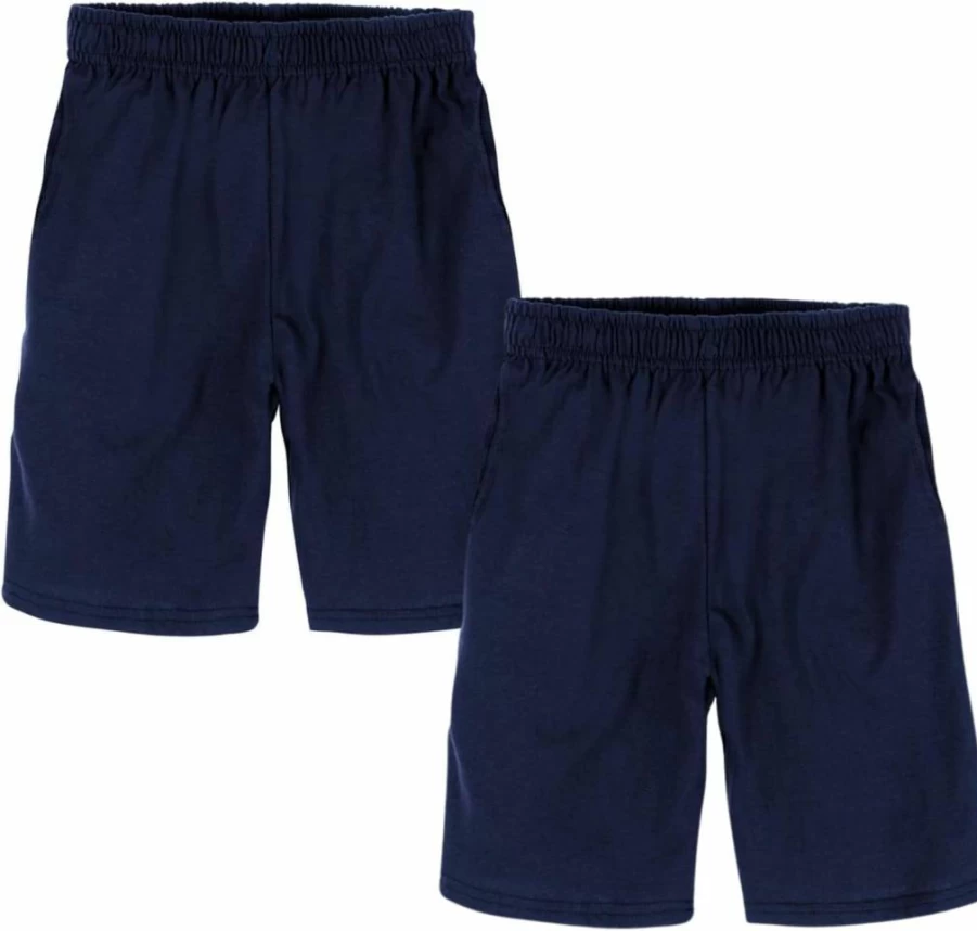 Hanes Boys' Cotton Pull-On Shorts 2-Pack with Pockets - Comfortable Jersey Play Shorts
