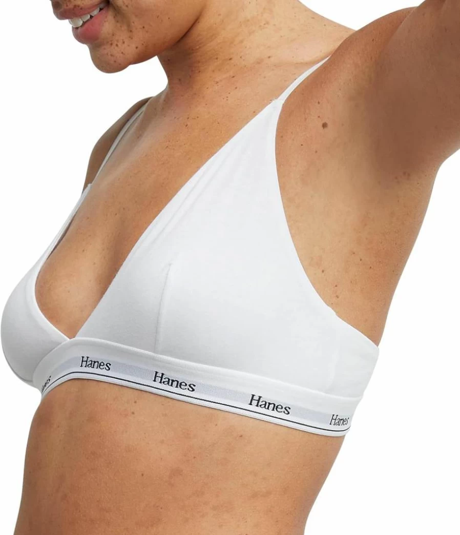 Hanes Women's Breathable Cotton Triangle Bralette 2-Pack - Comfortable Stretch Underwear