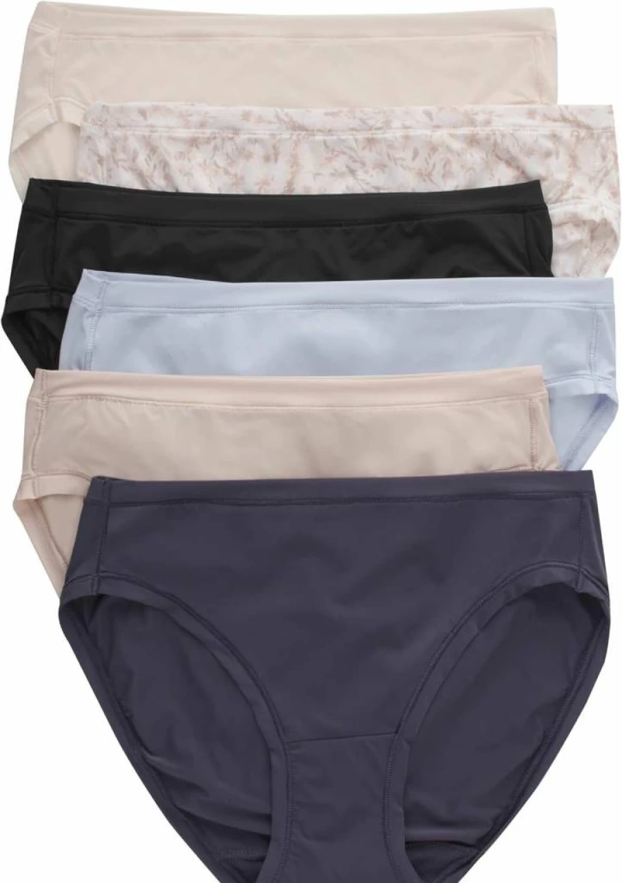 Hanes Women's Comfort Flex Fit Underwear Pack - 6 Microfiber Bikini & Thong Panties, Stretch Breathable Briefs