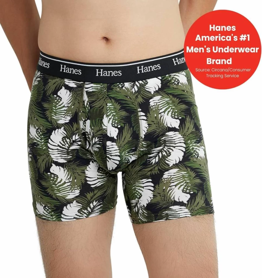 Hanes Men's Cotton Boxer Briefs Multipack - Moisture-Wicking, Stretch Comfort, Low Rise Trunks & Underwear