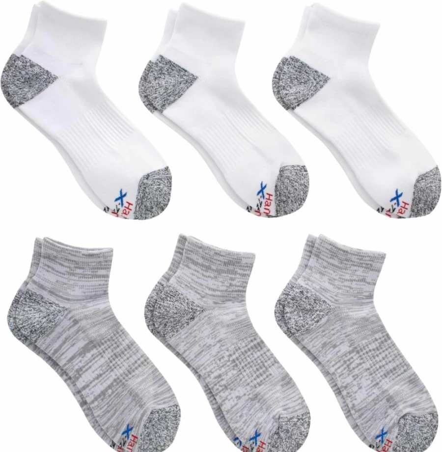 Hanes Men's Moisture-Wicking Low-Cut Socks 6-Pack with Breathable Mesh for Performance & Comfort