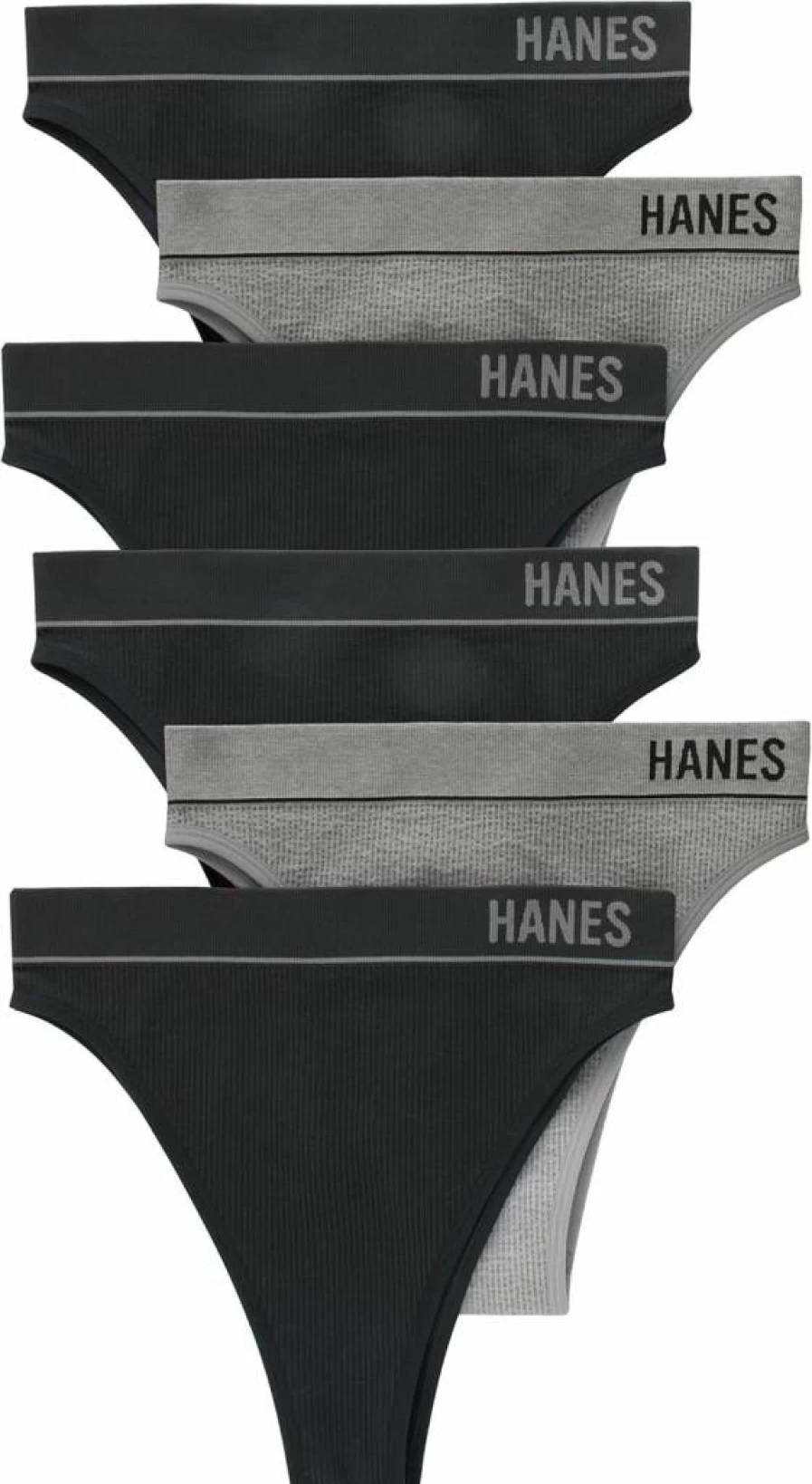 Hanes Women's Seamless Rib Hi-Rise Cheeky Panties 6-Pack, Assorted Colors, Soft Comfort Fit Underwear