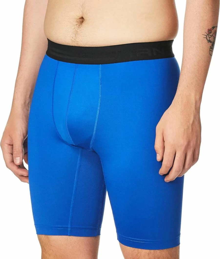 Hanes Men's Performance Compression Shorts - Moisture-Wicking, Breathable, Comfort Fit - Awesome Blue/Ebony - Large Size for Sports & Active Wear