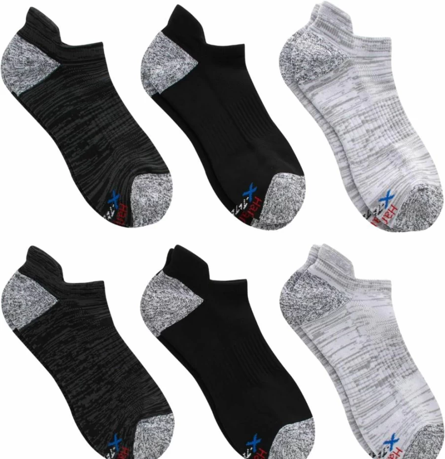 Hanes Men's Moisture-Wicking Low-Cut Socks 6-Pack with Breathable Mesh for Performance & Comfort