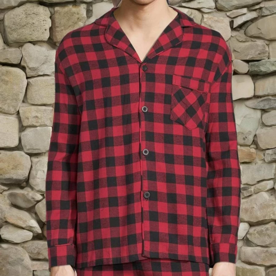 Hanes Men's 100% Cotton Flannel Plaid Sleepwear Set - Soft Pajama Top & Pants for Comfortable Nights