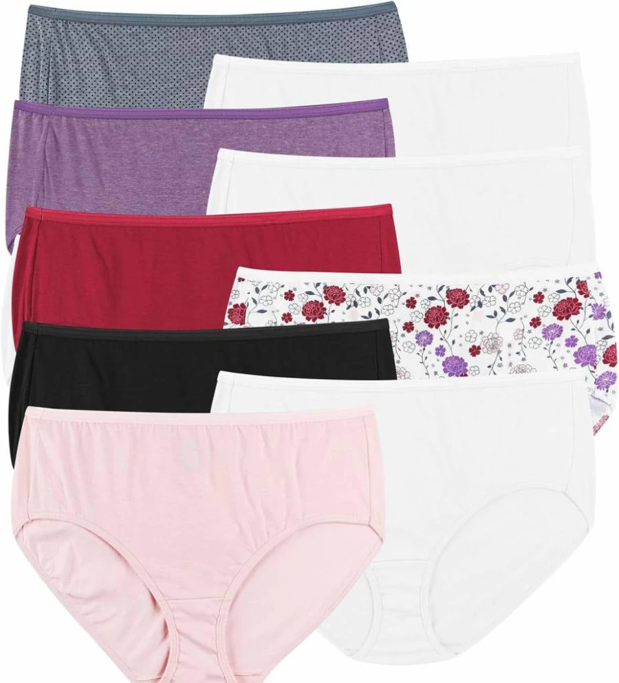 Hanes Women's 10-Pack Cotton Cool Comfort Breathable Underwear Briefs