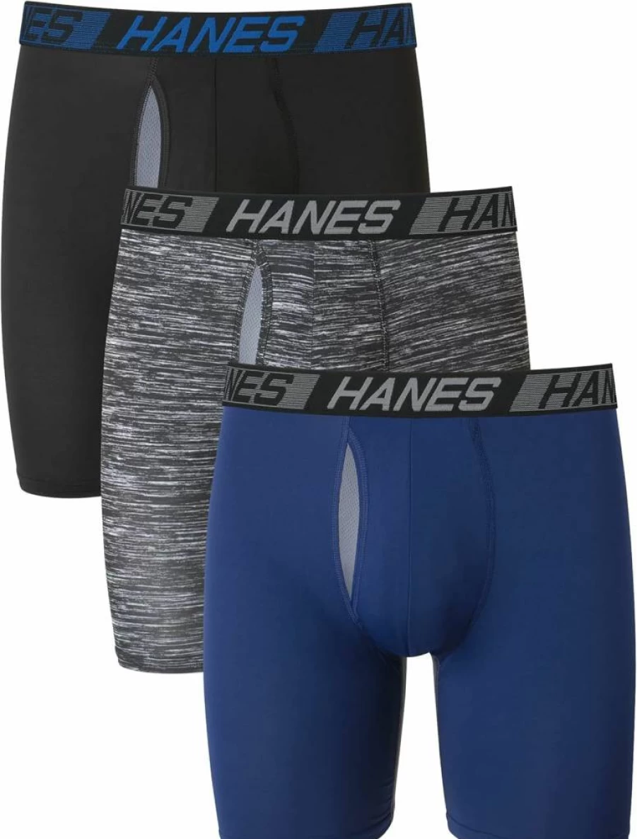 Hanes Men's X-Temp Cooling Boxer Briefs 3-Pack - Moisture-Wicking, Total Support Pouch Underwear in Regular & Long-Leg Styles