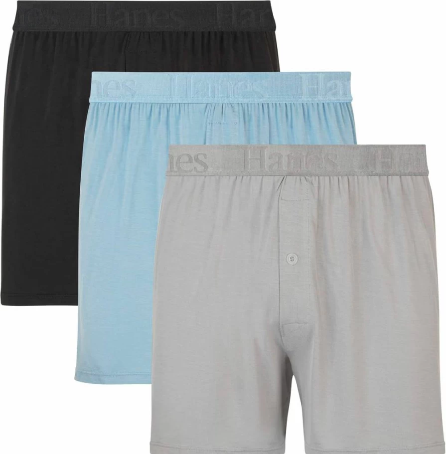 Hanes Men's Originals Supersoft Cotton Boxer Briefs 3-Pack - Comfortable Underwear Multipack