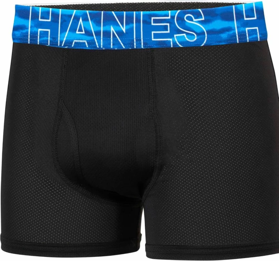 Hanes Boys' X-Temp Mesh Boxer Briefs 6-Pack - Stretch Underwear for Tweens - Black Performance Boxer Briefs
