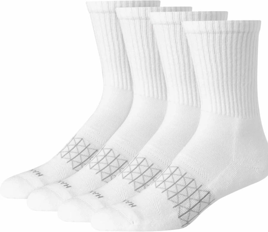 Hanes Men's Moisture-Wicking Crew Socks 4-Pack - Seamless Toe, Cushioned Active Athletic Socks