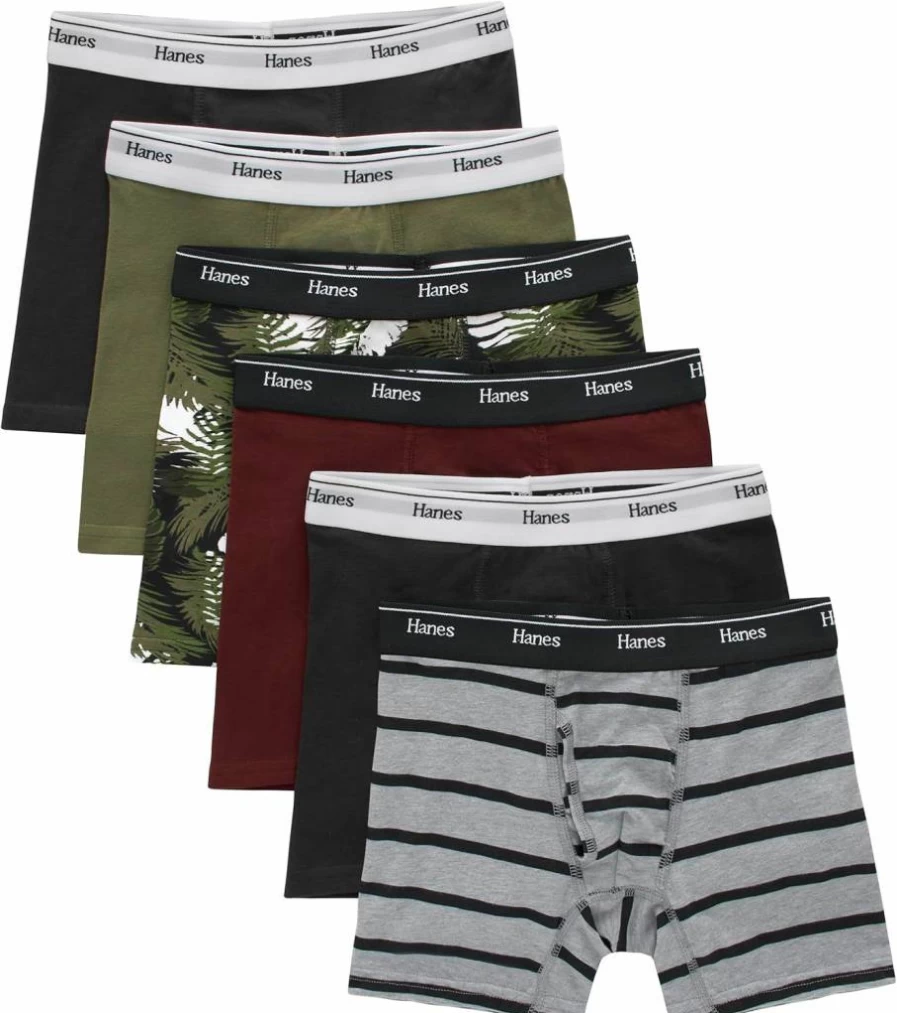 Hanes Boys' Cotton Stretch Boxer Briefs 6-Pack - Soft Tween Underwear for All-Day Comfort