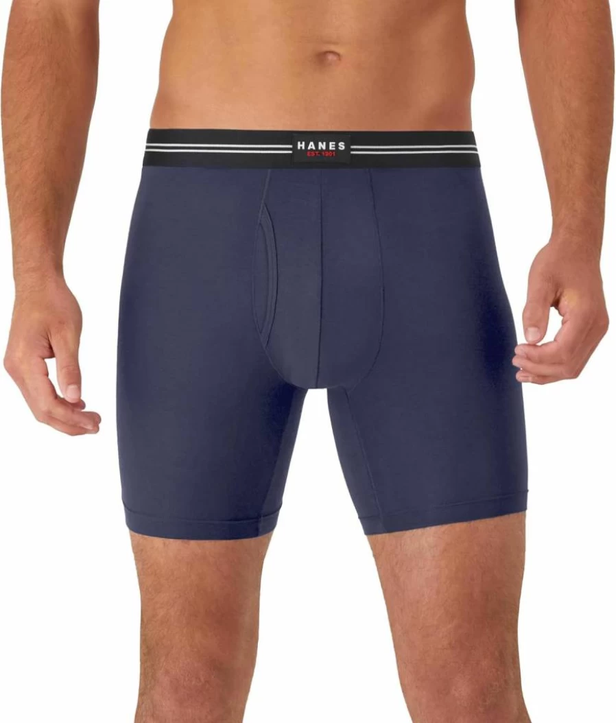 Hanes Men's Lightweight Modal Blend Boxer Briefs with Supportive Pouch - Breathable Comfort Underwear (1-Pack)