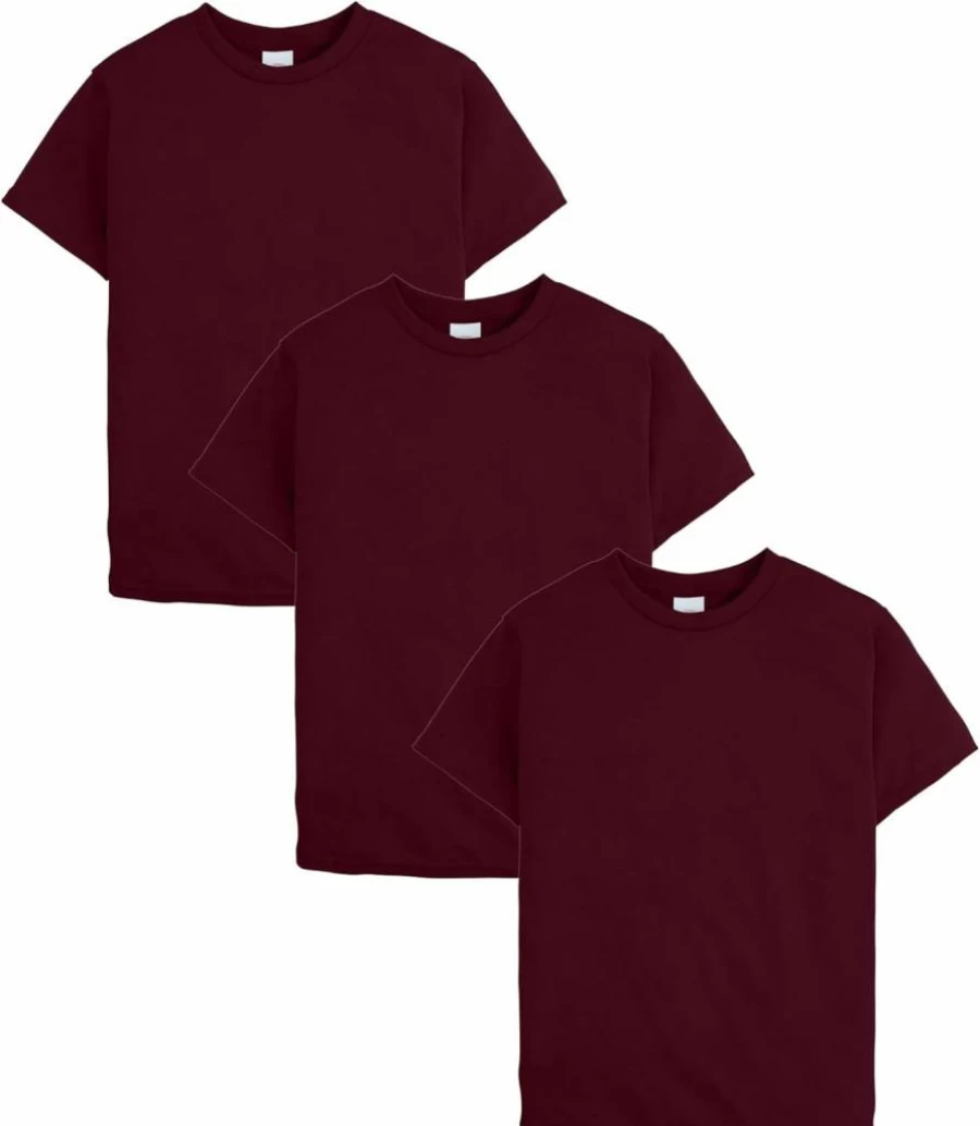 Hanes Boys' EcoSmart Crewneck T-Shirts 3-Pack, Soft Short-Sleeve Tees for Kids