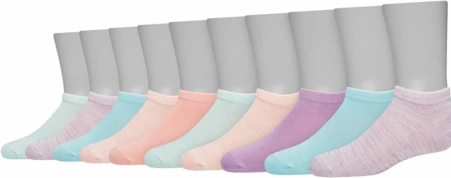 Hanes Girls 10-Pair ComfortSoft Ankle Socks - Soft Stretch Assorted Socks for Kids & Teens