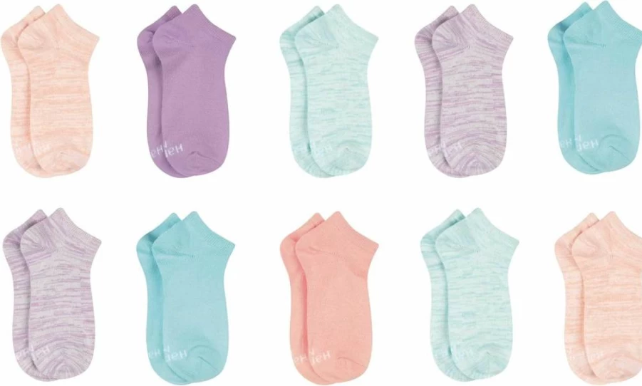 Hanes Girls 10-Pair ComfortSoft Ankle Socks - Soft Stretch Assorted Socks for Kids & Teens