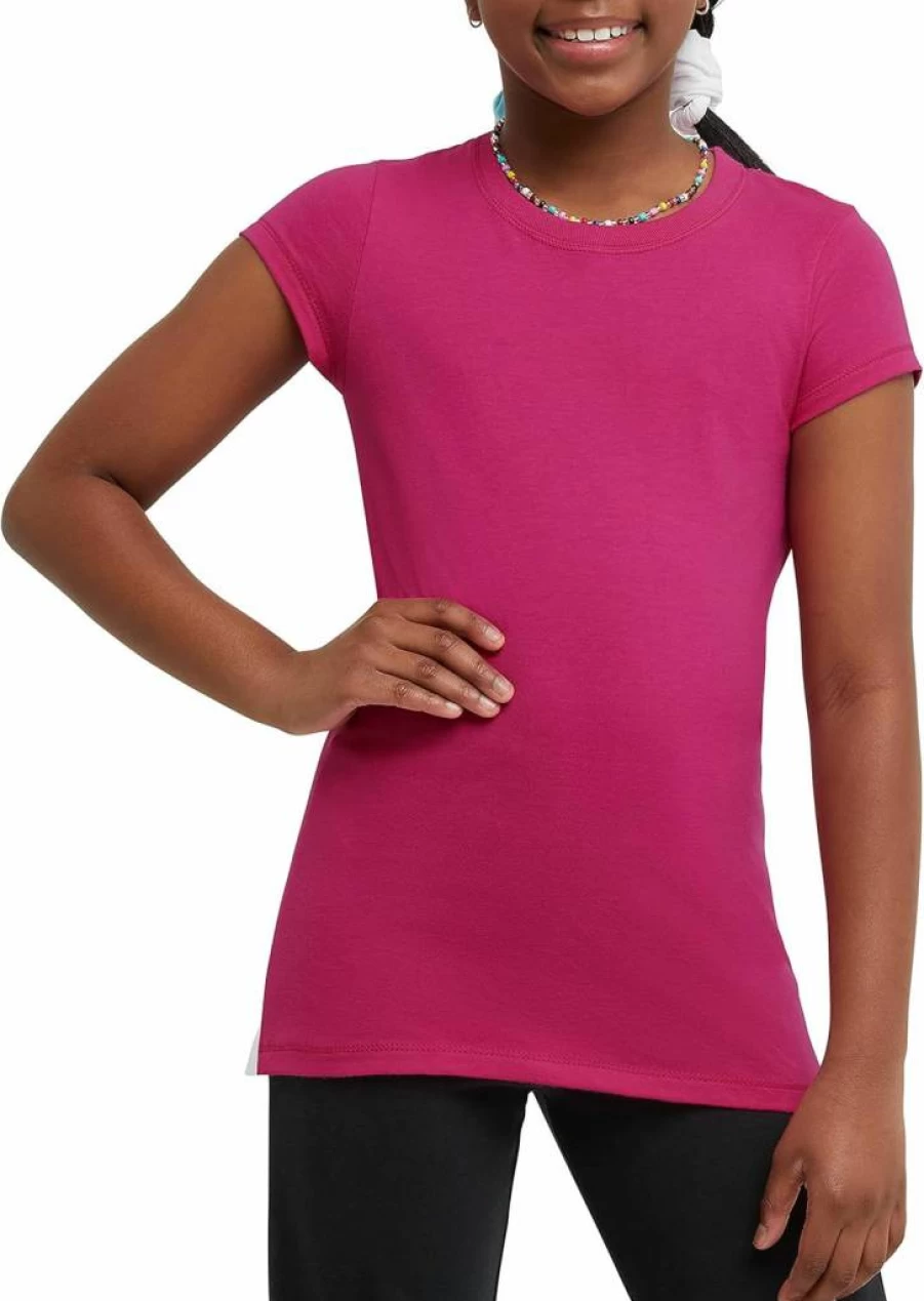 Hanes Girls' 2-Pack Soft Cotton Jersey Short Sleeve T-Shirts