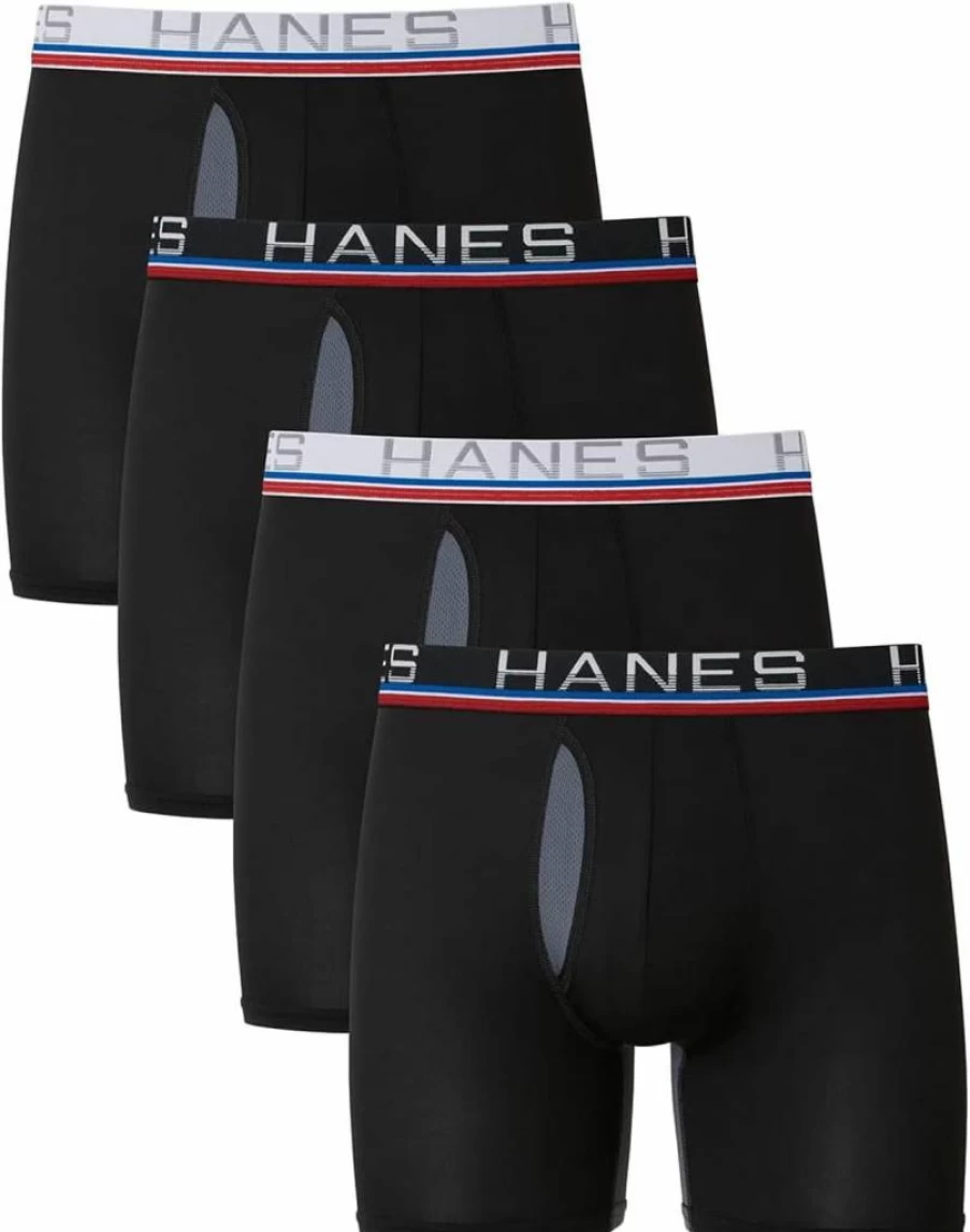 Hanes Men's X-Temp Comfort Sport Boxer Briefs 4-Pack - Moisture-Wicking & Breathable Underwear