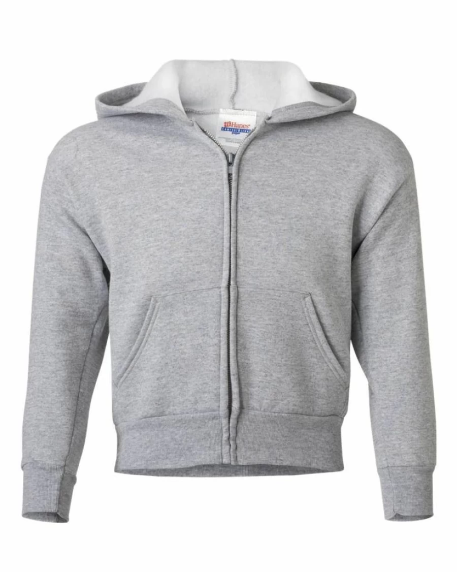 Hanes Boys' EcoSmart Navy Full Zip Hooded Jacket - Small, Lightweight & Sustainable Fleece Pullover