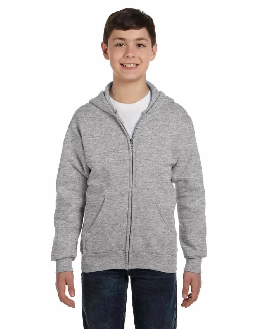 Hanes Boys' EcoSmart Navy Full Zip Hooded Jacket - Small, Lightweight & Sustainable Fleece Pullover