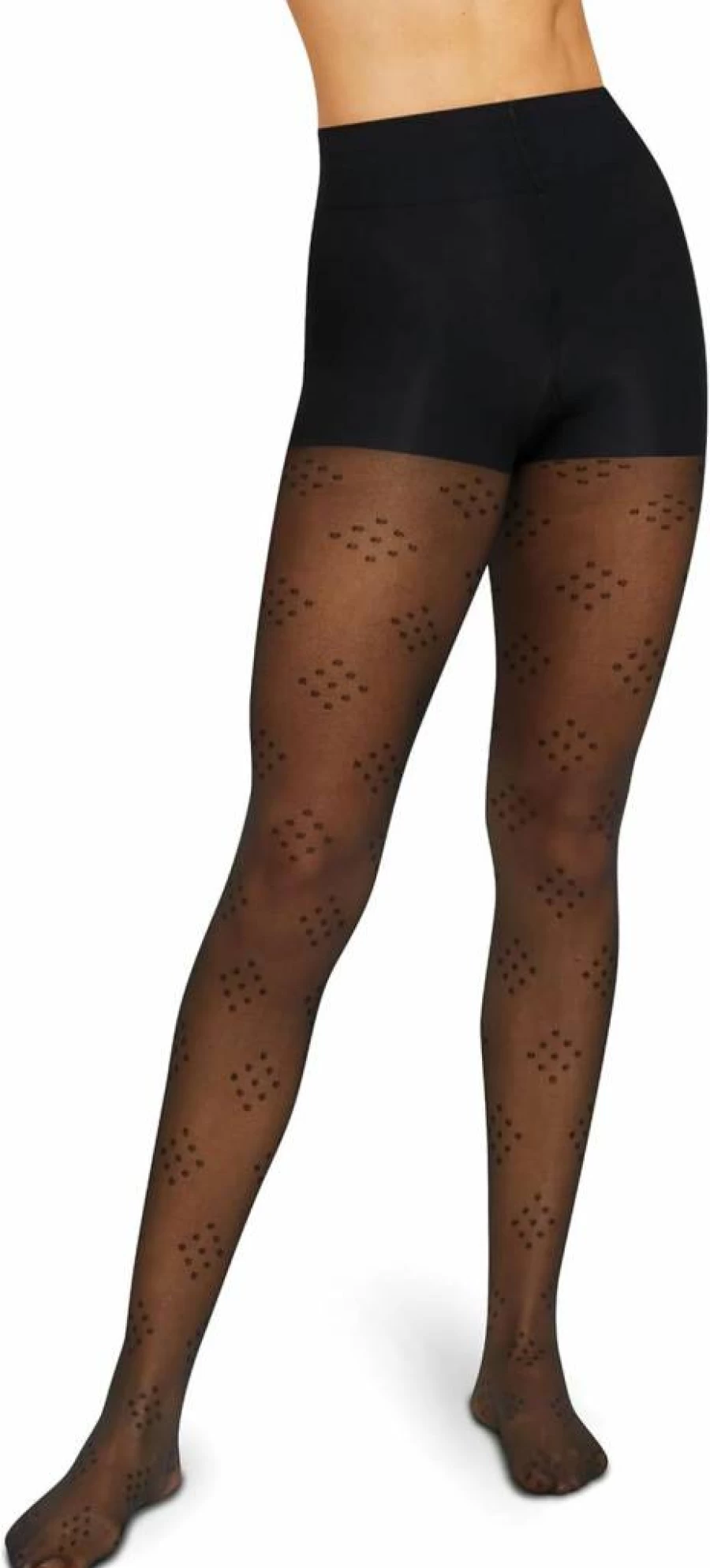 Hanes Women's EcoSmart Control Top Tights with Diamond Dot Design – Comfortable & Breathable