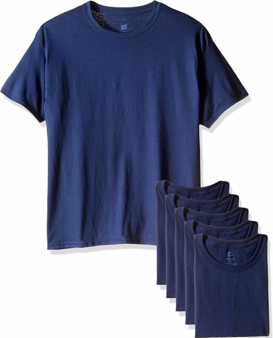 Hanes Men's EcoSmart Crewneck T-Shirt 4-Pack - Soft Cotton Blend Tees, Breathable Short Sleeve Shirts for Men