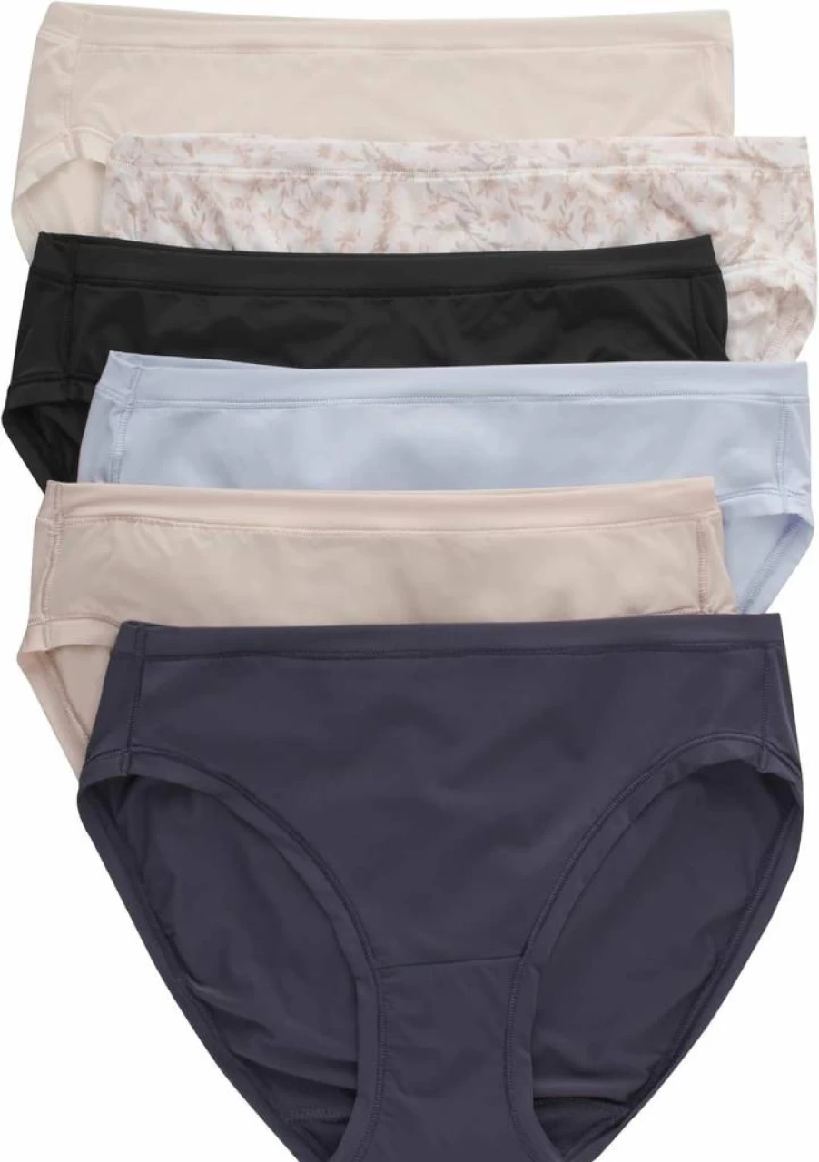 Hanes Women's Comfort Flex Fit Underwear Pack - 6-Pack Microfiber Bikini & Thong Panties, Stretch Breathable Briefs
