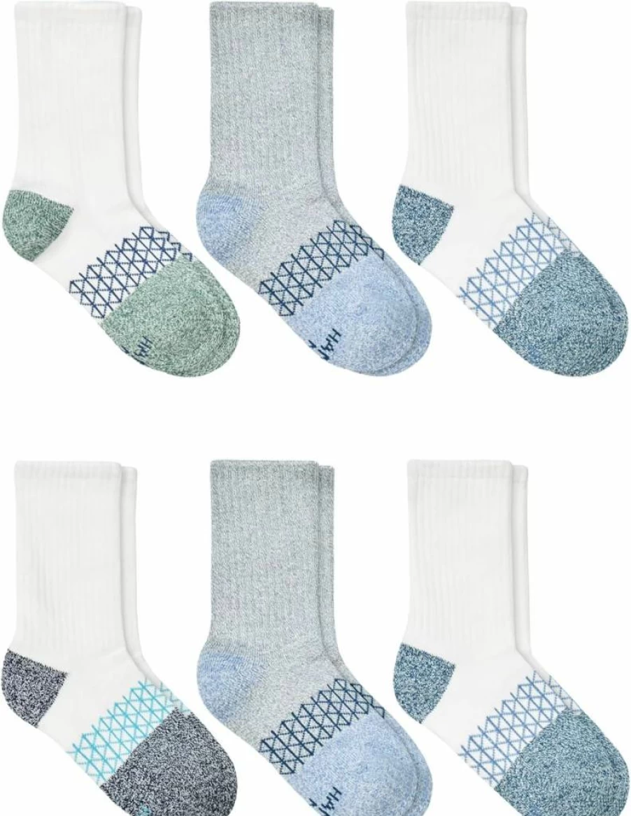 Hanes Boys' 6-Pack Moisture-Wicking Cushioned Crew Socks for Active Wear