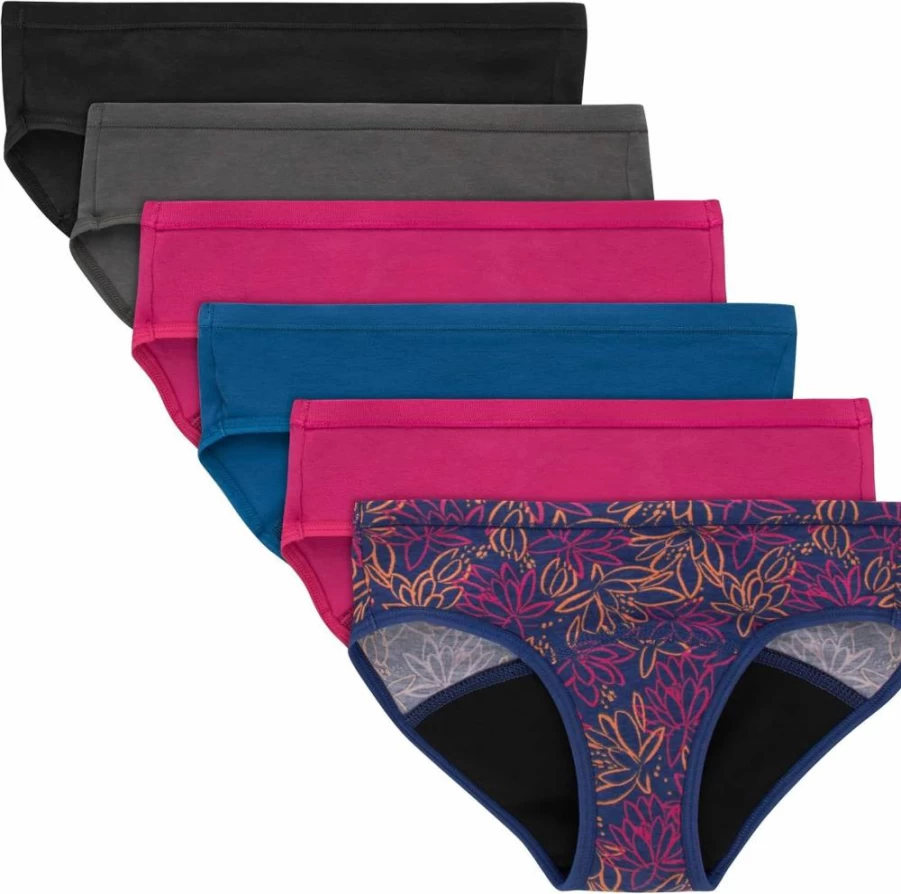 Hanes Girls' Comfort Period Underwear & Boys' Hipster Briefs - Moderate Protection Multi-Pack