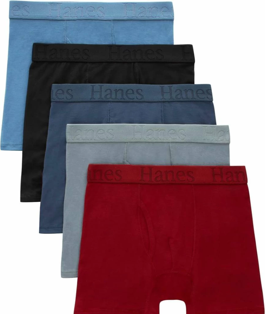 Hanes Boys' Supersoft 5-Pack Boxer Brief Underwear - Assorted Colors, Comfortable Cotton Underwear for Kids