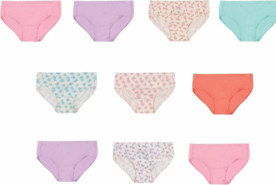 Hanes Girls' 10-Pack Pure Comfort Cotton Underwear - Soft Breathable Kids Underwear