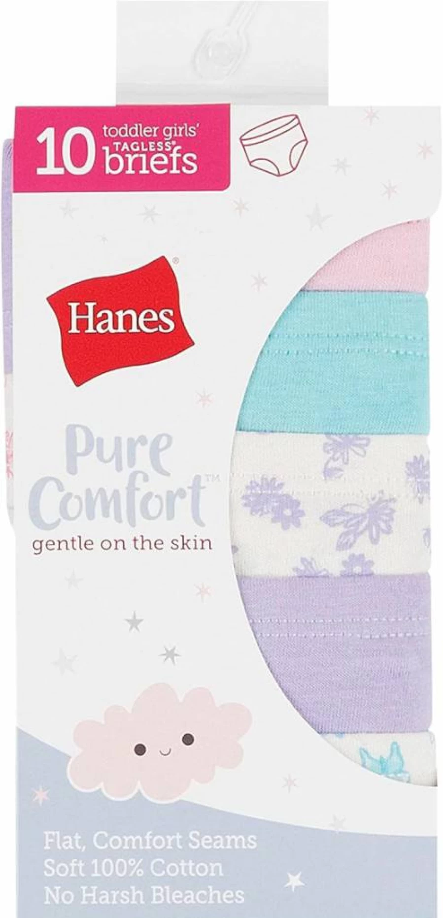 Hanes Girls' 10-Pack Pure Comfort Cotton Underwear - Soft Breathable Kids Underwear