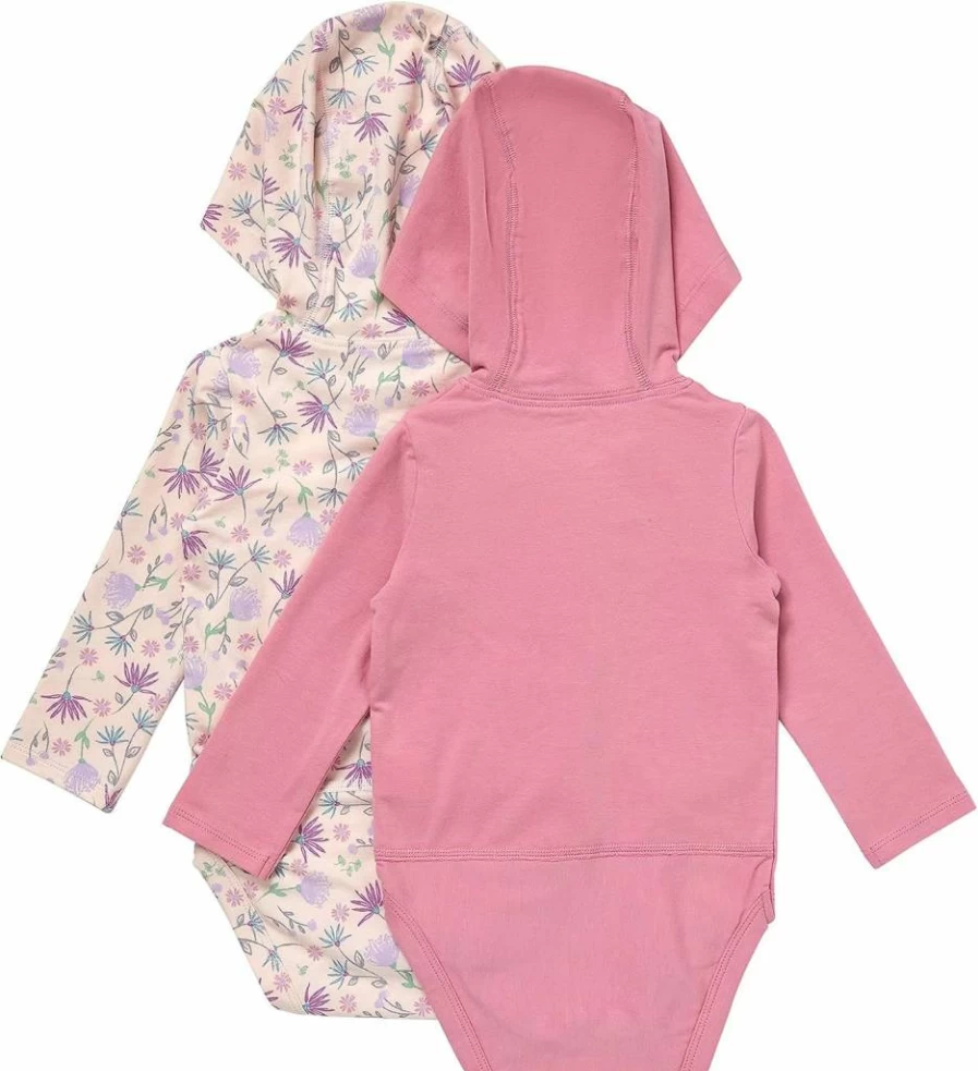 Hanes Baby Girls' 3-Pack Long Sleeve Hoodie Bodysuits – Soft Unisex Infant Onesies for Comfort & Warmth