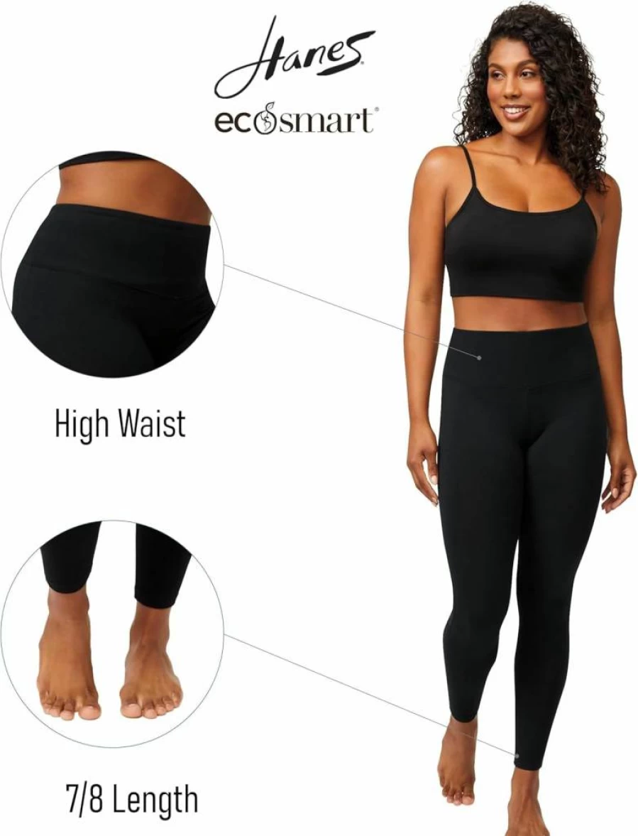 Hanes Women's EcoSmart High Waist Leggings - Sustainable Comfort Fit Yoga Pants