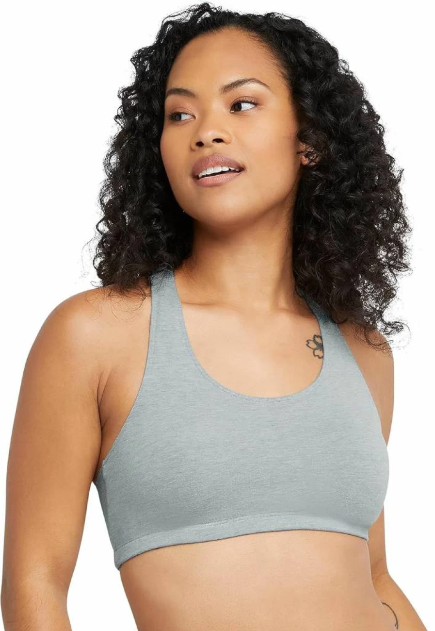 Hanes Women's ComfortSoft Cotton Racerback Bralette 3-Pack - Soft Breathable Undershirts for Everyday Wear